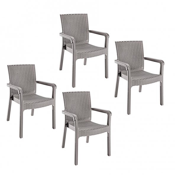 Holiday Markiz Rattan Koltuk Çöl Gri | 4lü Set