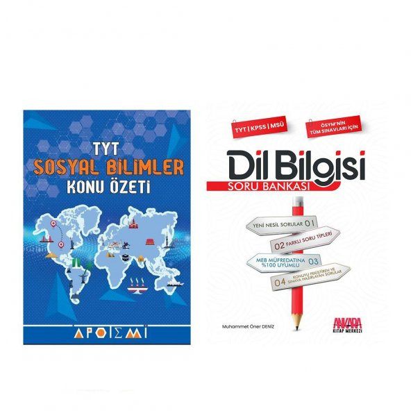 Apotemi TYT Sosyal Bilimler Konu Özetli ve AKM Dil Bilgisi Soru Bankası Seti 2 Kitap