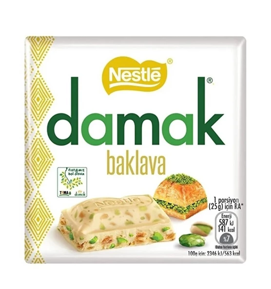Nestle Damak Antep Fıstıklı Baklavalı Beyaz Kare Çikolata 60gr 6 Adet - 2