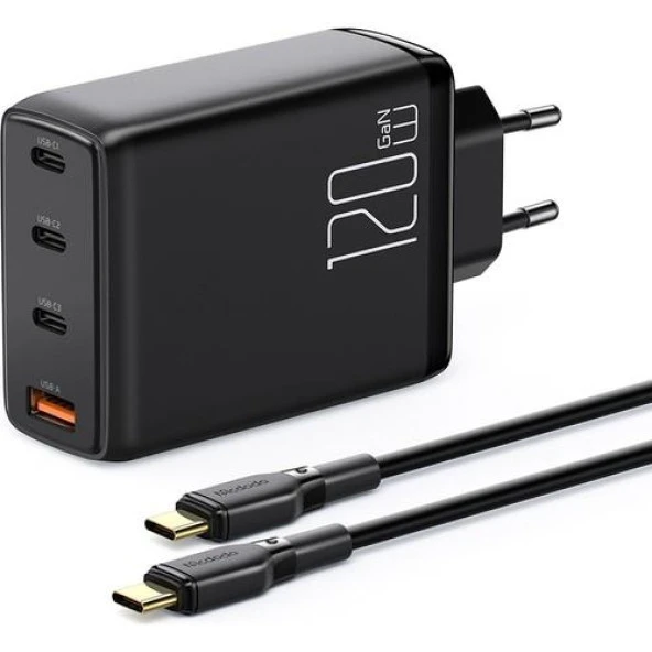 Mcdodo CH-0771 Type-C ve Usb 4 Girişli Hızlı Şarj Adaptörü - Siyah