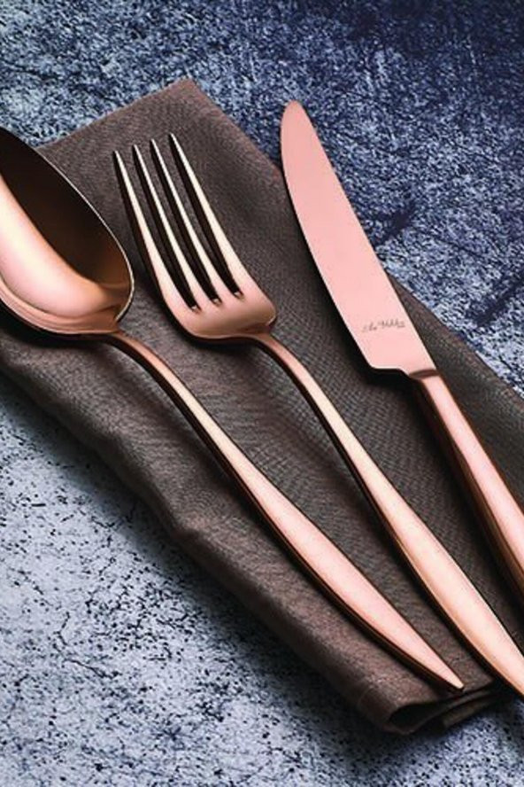 Aryıldız Elegant Bronz Pvd 24 Parça Çatal Kaşık Bıçak Takımı