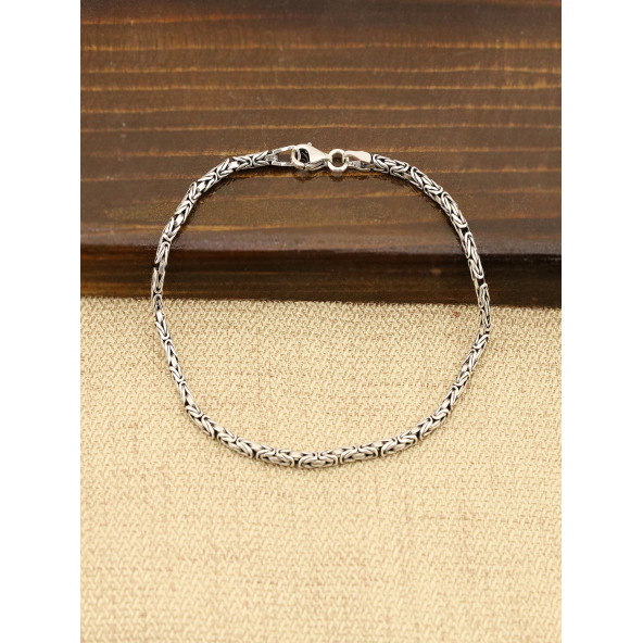 925 Ayar Gümüş Erkek Kral Zincir Bileklik 20 cm - 2