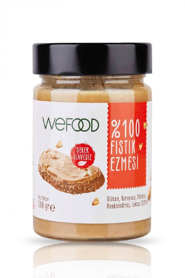 Wefood Şekersiz Sade 100 Fıstık Ezmesi 300 gr (Fıstık Parçacıklı)