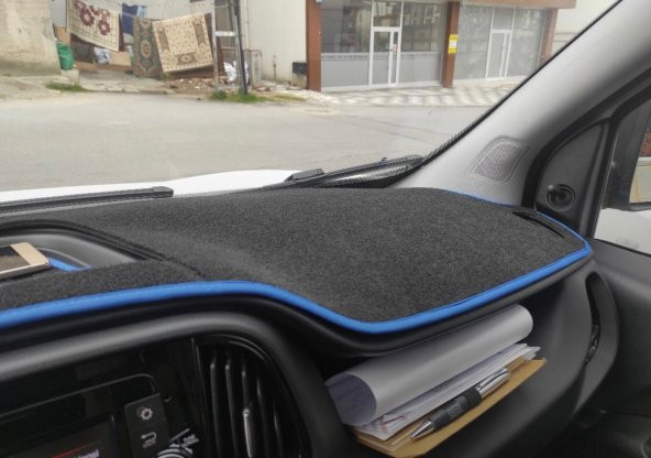 2015-2020 Modellerine Uygun Fiat Doblo Torpido Koruma Halısı Siyah Kenar Renk Mavi - 2