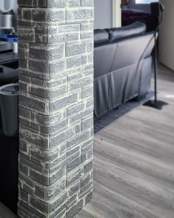 Renkli Duvarlar 3D Koyu Gri Tonlu Kendinden Yapışkanlı Duvar Kağıdı Paneli NW24 - Resim 4