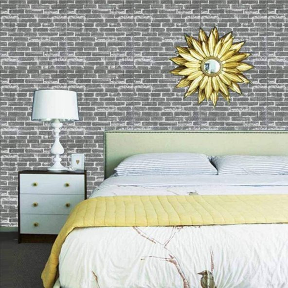 Renkli Duvarlar 3D Koyu Gri Tonlu Kendinden Yapışkanlı Duvar Kağıdı Paneli NW24 - Resim 5