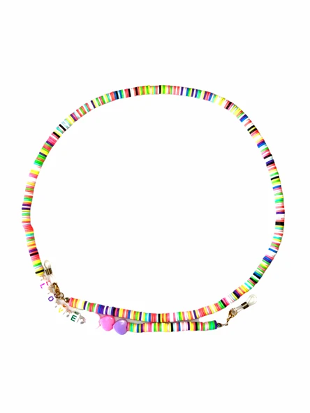 Fimo Love Kalpli Renkli Gözlük Zinciri - Kolye - Bileklik - 8