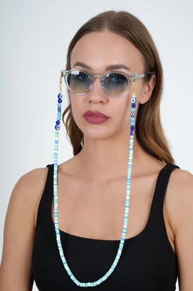 Fimo Mavi Nazar Gözlük Zinciri - Kolye - Bileklik - 3