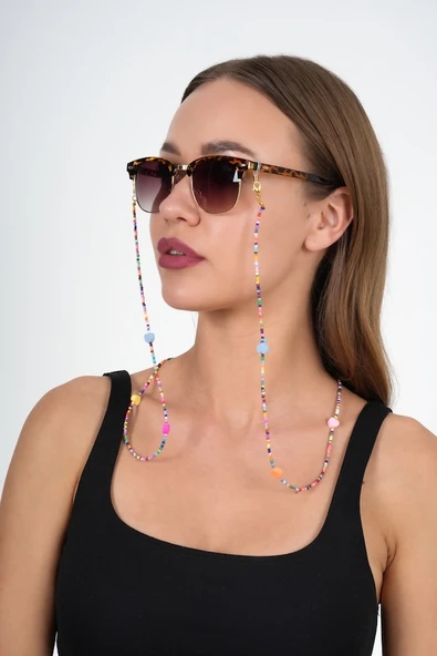 Fimo Kalpli Kum Boncuk Gözlük Zinciri - Kolye - Bileklik - 2