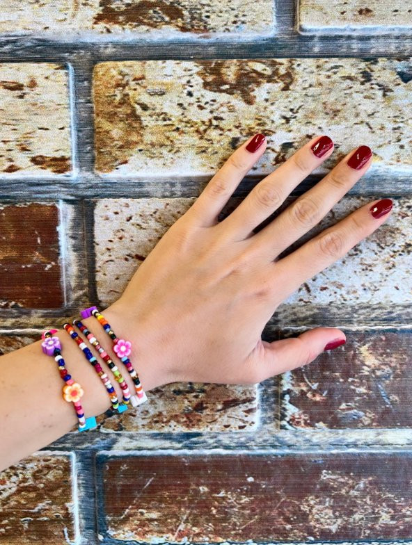 Fimo Çiçekli Kum Boncuk Gözlük Zinciri - Kolye - Bileklik - 4