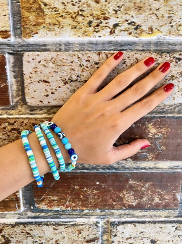 Fimo Renkli Nazar Boncuklu Gözlük Zinciri - Kolye - Bileklik - 4