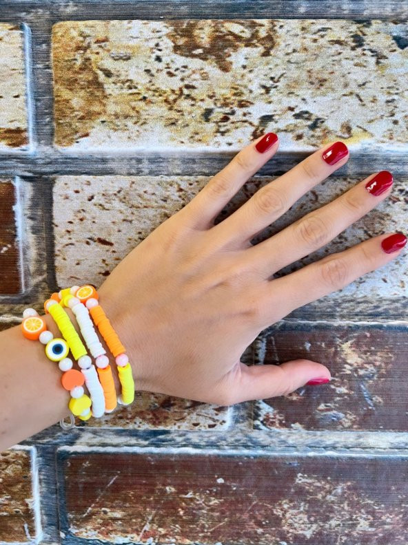 Fimo Oranje Gözlük Zinciri - Kolye - Bileklik - 4