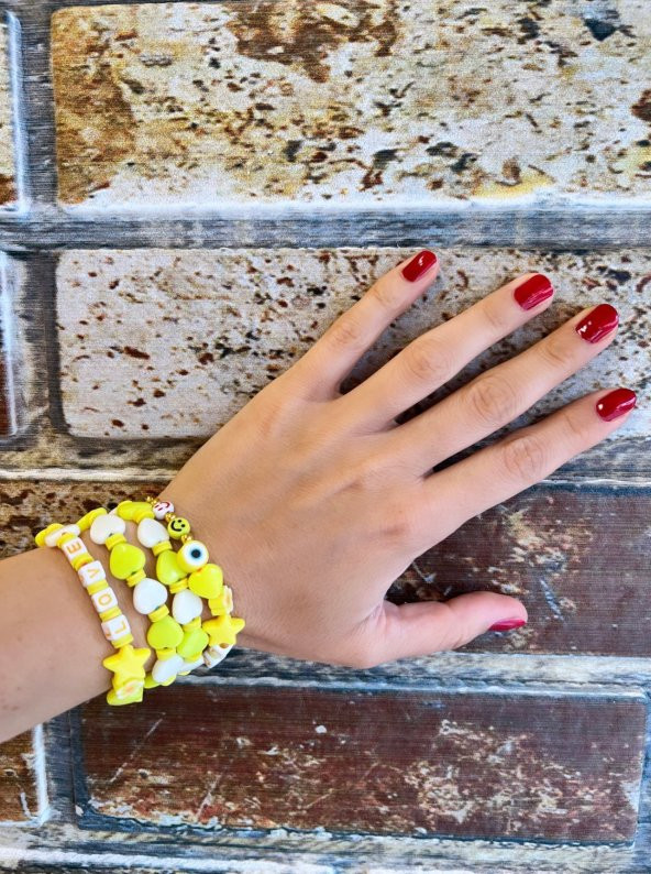 Love Sarı Kalpli Gözlük Zinciri - Kolye - Bileklik - 4