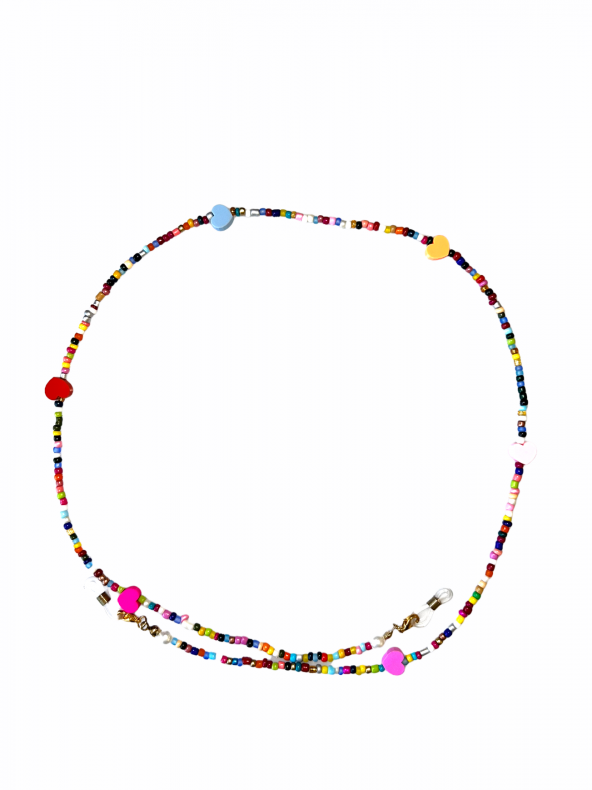 Fimo Kalpli Kum Boncuk Gözlük Zinciri - Kolye - Bileklik - 5