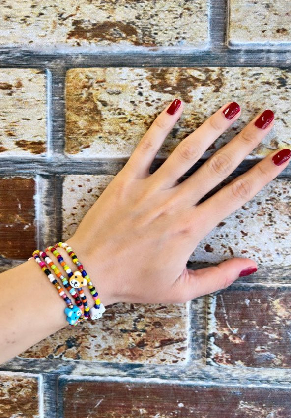 Fimo Köpekli Kum Boncuk Gözlük Zinciri - Kolye - Bileklik - 4