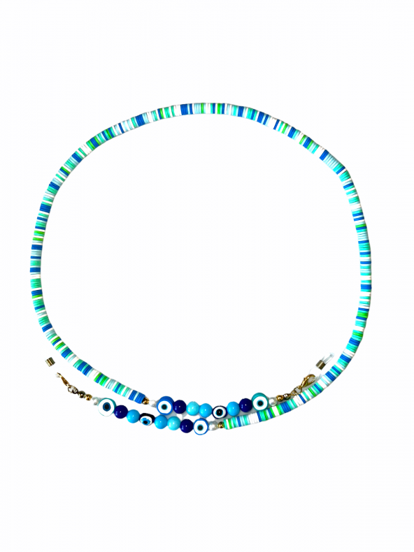 Fimo Renkli Nazar Boncuklu Gözlük Zinciri - Kolye - Bileklik - 6