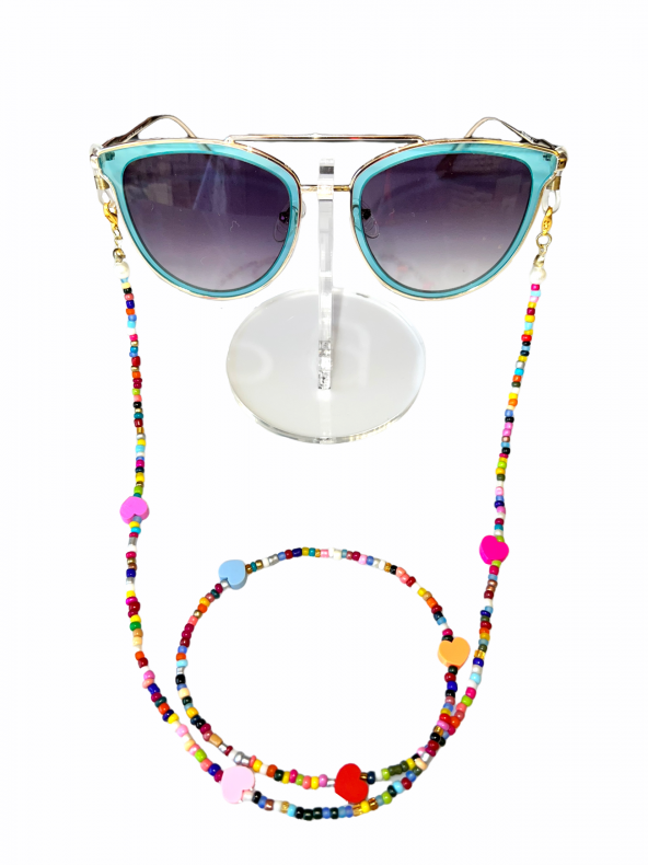 Fimo Kalpli Kum Boncuk Gözlük Zinciri - Kolye - Bileklik - 7