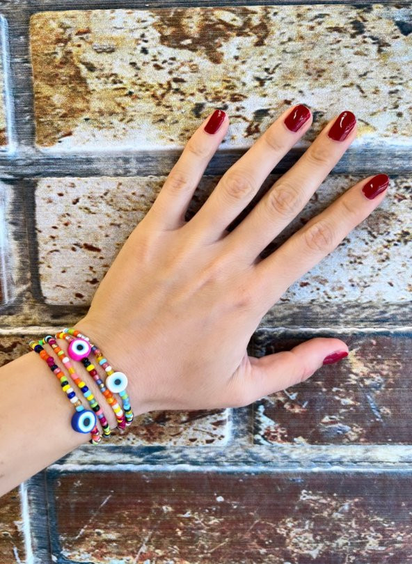 Kum Boncuk Nazar Gözlük Zinciri - Kolye - Bileklik