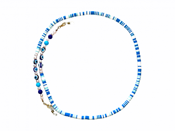 Fimo Mavi Nazar Gözlük Zinciri - Kolye - Bileklik - 6