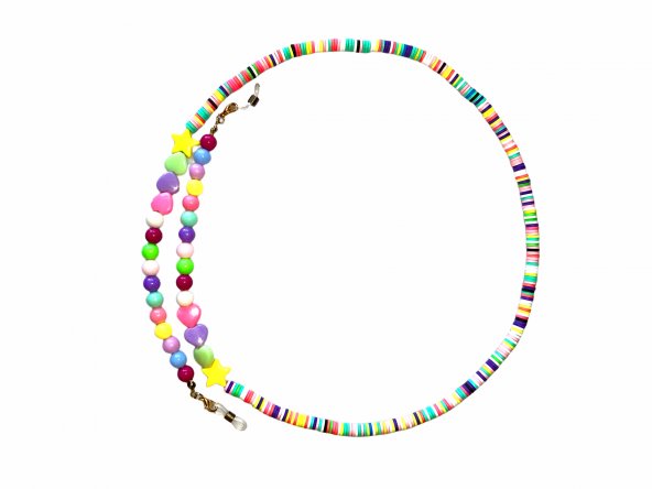 Fimo Renkli Kalp Top Gözlük Zinciri - Kolye - Bileklik - 2