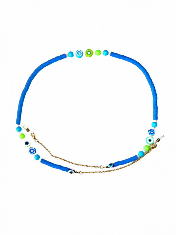 Fimo Mavi Nazar Boncuk Gözlük Zinciri - Kolye - Bileklik - 5