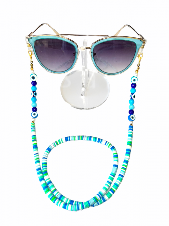 Fimo Renkli Nazar Boncuklu Gözlük Zinciri - Kolye - Bileklik - 7