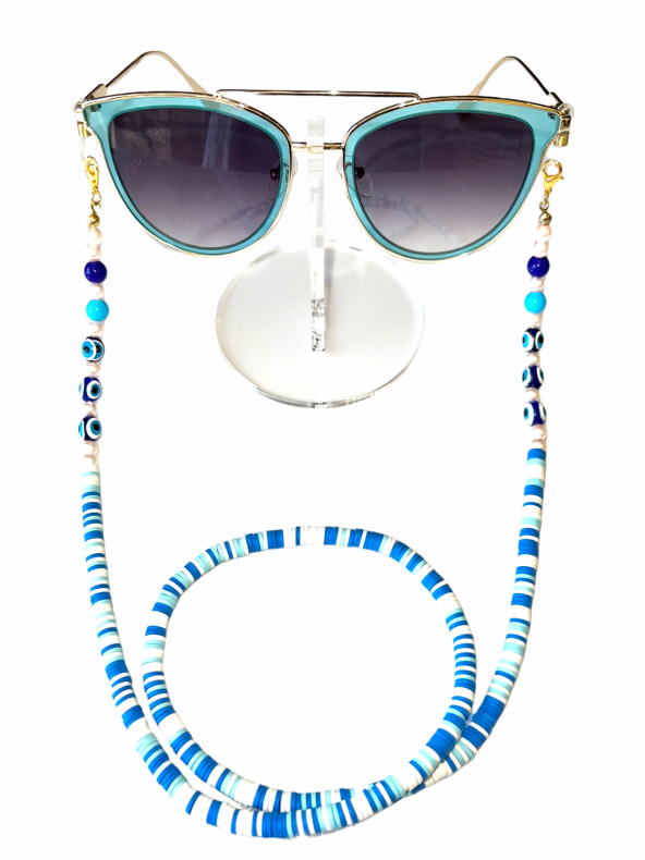 Fimo Mavi Nazar Gözlük Zinciri - Kolye - Bileklik - 7