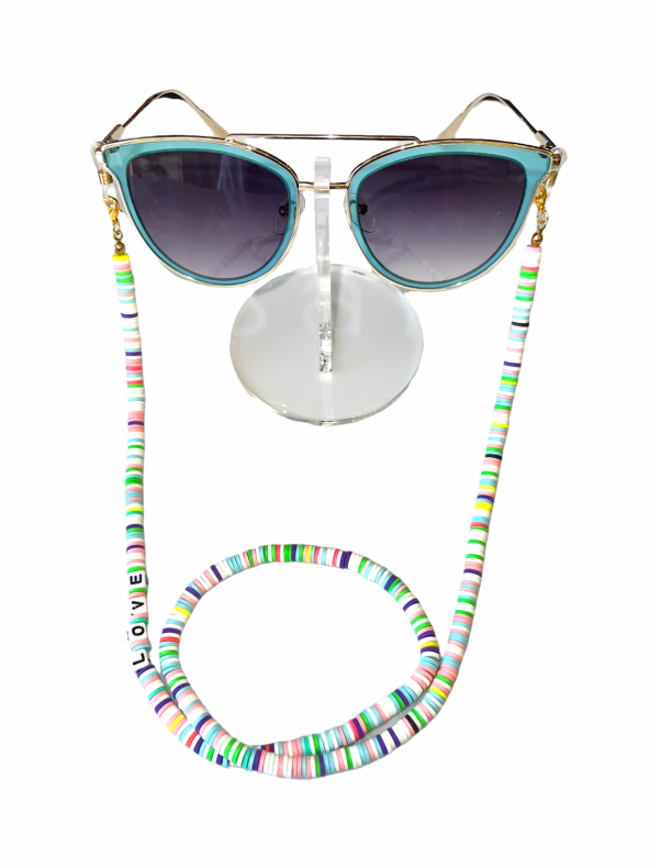 Fimo Renkli Love Gözlük Zinciri - Kolye - Bileklik - 7
