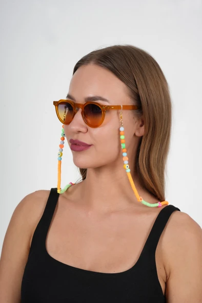 Fimo Oranje Gözlük Zinciri - Kolye - Bileklik - 5