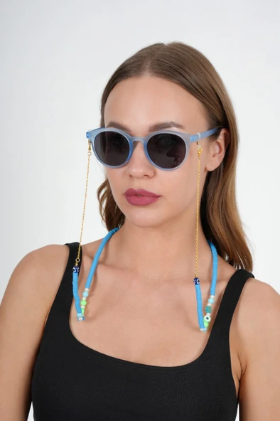 Fimo Mavi Nazar Boncuk Gözlük Zinciri - Kolye - Bileklik - 3