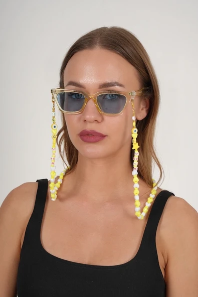 Love Sarı Kalpli Gözlük Zinciri - Kolye - Bileklik - 2