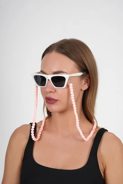 Pembe Kalpli Gözlük Zinciri - Kolye - Bileklik - 2