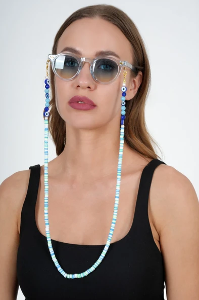 Fimo Mavi Nazar Gözlük Zinciri - Kolye - Bileklik - 2