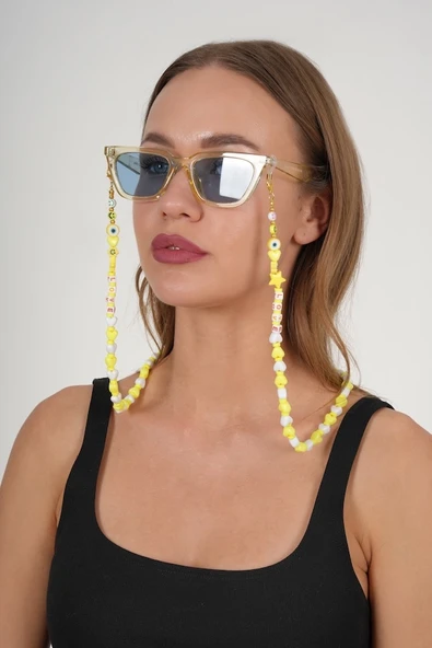 Love Sarı Kalpli Gözlük Zinciri - Kolye - Bileklik - 6