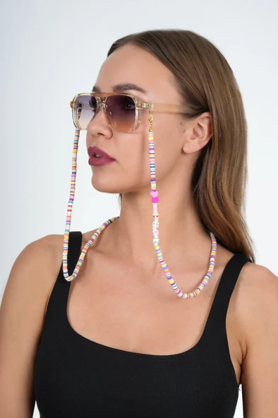 Fimo Love Kalpli Renkli Gözlük Zinciri - Kolye - Bileklik - 6