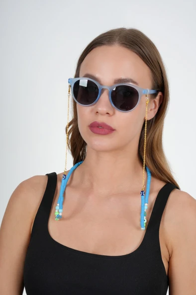 Fimo Mavi Nazar Boncuk Gözlük Zinciri - Kolye - Bileklik - 4