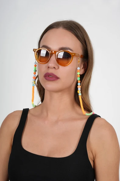 Fimo Oranje Gözlük Zinciri - Kolye - Bileklik - 3