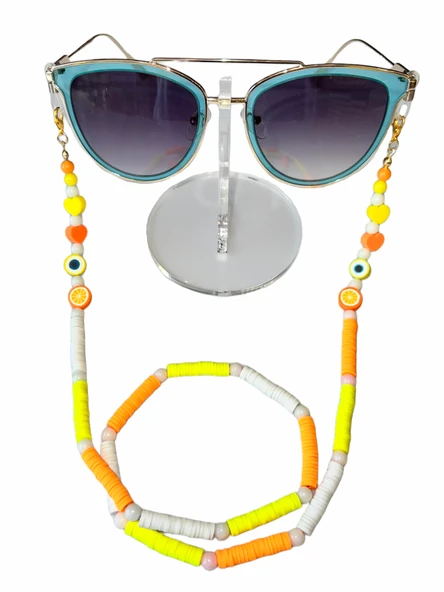 Fimo Oranje Gözlük Zinciri - Kolye - Bileklik - 8