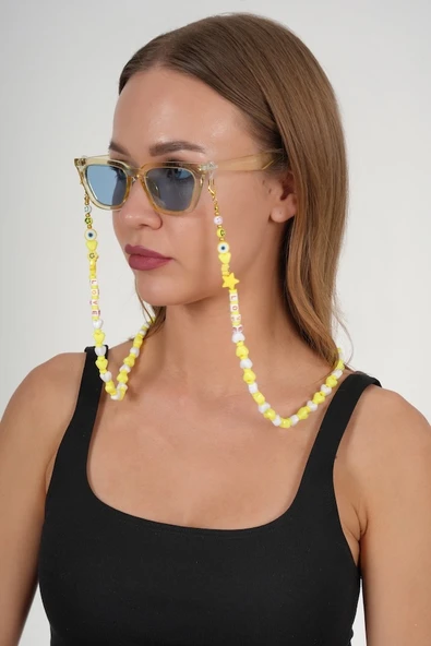 Love Sarı Kalpli Gözlük Zinciri - Kolye - Bileklik - 3