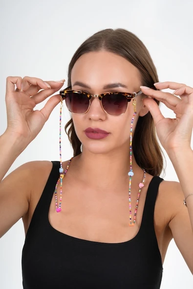 Fimo Kalpli Kum Boncuk Gözlük Zinciri - Kolye - Bileklik - 4