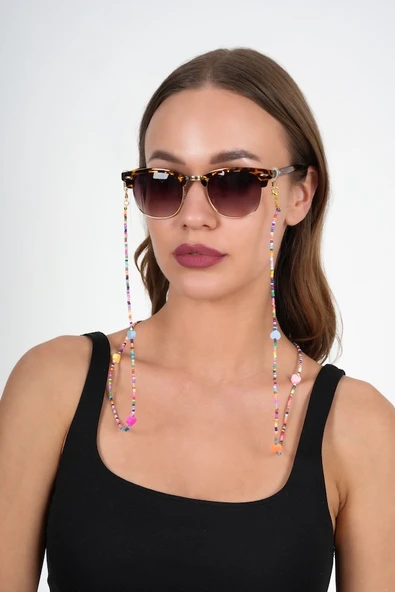 Fimo Kalpli Kum Boncuk Gözlük Zinciri - Kolye - Bileklik - 6