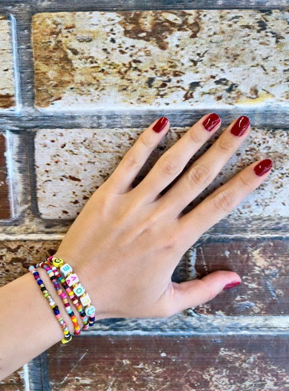 Renkli Love Kum Boncuk Gözlük Zinciri - Kolye - Bileklik - 4