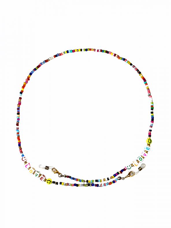 Renkli Love Kum Boncuk Gözlük Zinciri - Kolye - Bileklik - 6