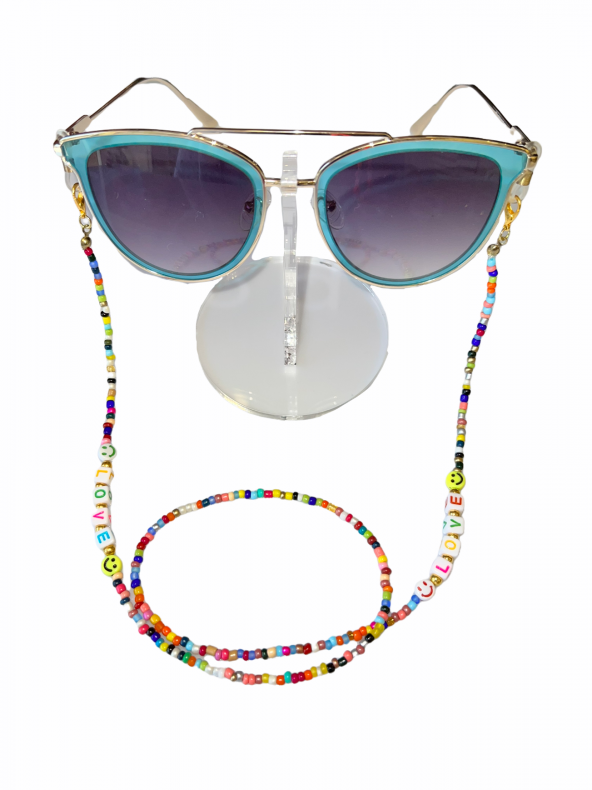 Renkli Love Kum Boncuk Gözlük Zinciri - Kolye - Bileklik - 7
