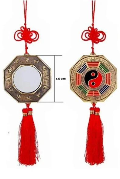 Çin Feng Shui Bagua Bakır Ayna 14 cm Köşeli - 8