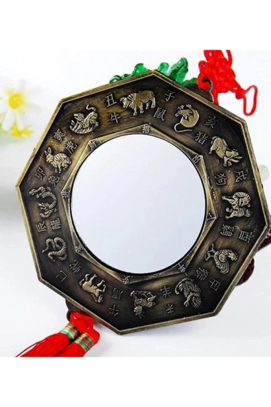 Çin Feng Shui Bagua Bakır Ayna 14 cm Köşeli - 6