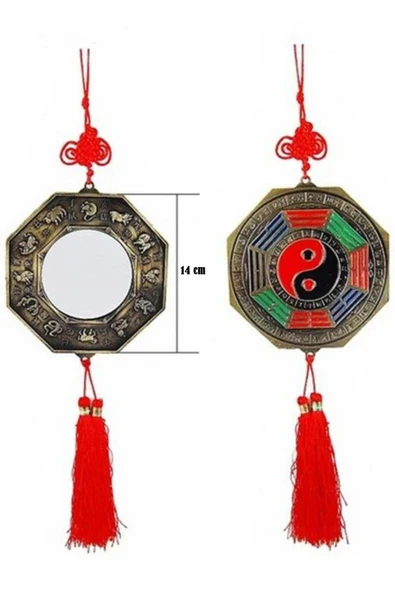 Çin Feng Shui Bagua Bakır Ayna 14 cm Köşeli - 5