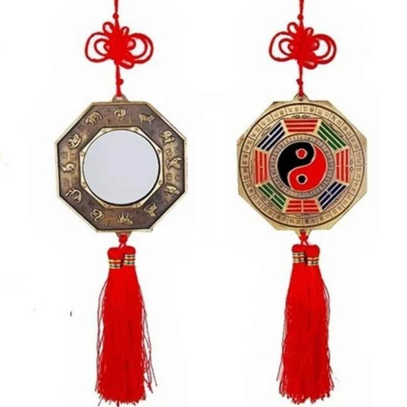Çin Feng Shui Bagua Bakır Ayna 14 cm Köşeli - 4