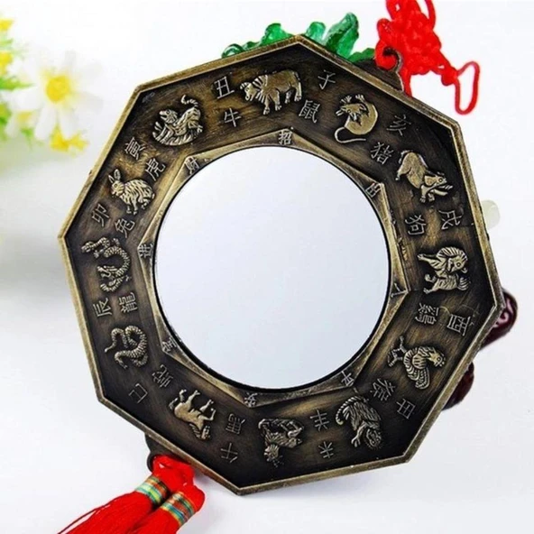 Çin Feng Shui Bagua Bakır Ayna 14 cm Köşeli - 2