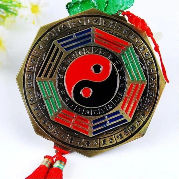 Çin Feng Shui Bagua Bakır Ayna 14 cm Köşeli - 3